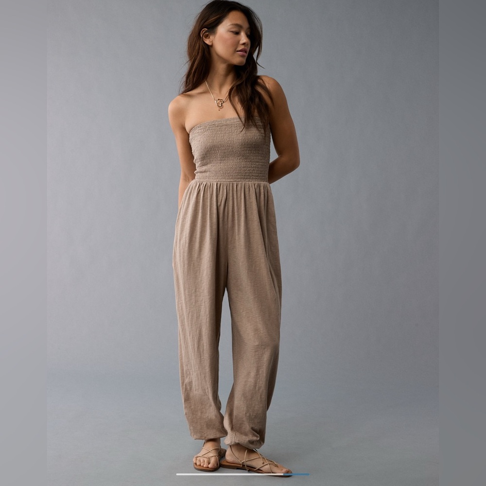 AE Sunchaser Knit Smocked Tube Jumpsuit